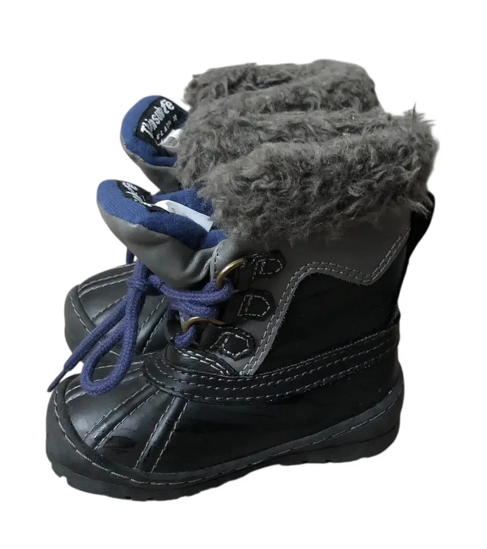 Baby Gap Boots Toddler Boys Size 6 Black Blue Faux Fur Lined Winter Duck Boots